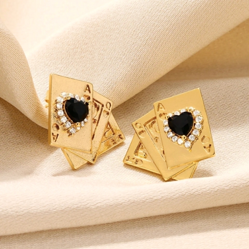 Card Effect Gold Earrings